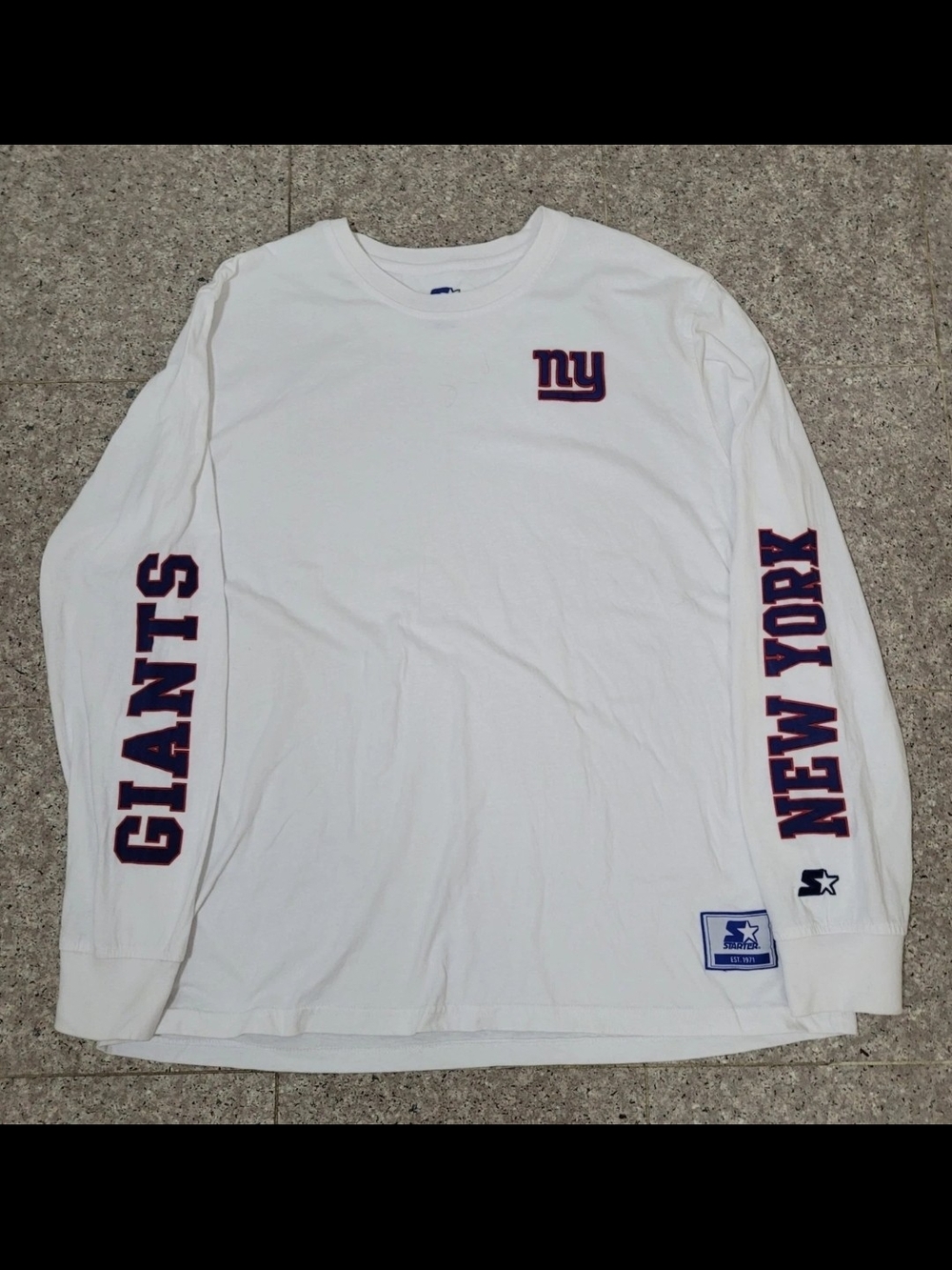 Starter New York Giants White Long-Sleeve Crewneck Shirt Size XXL